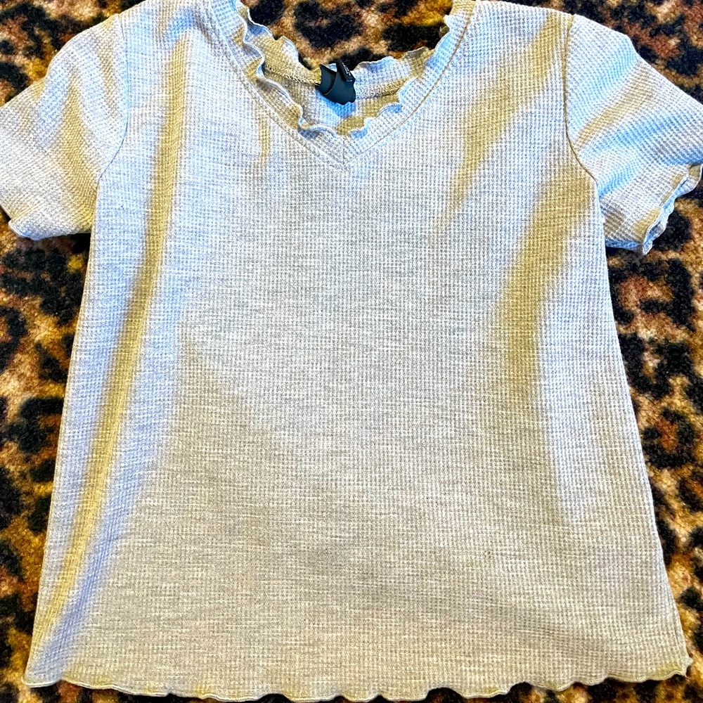 Grey ruffle shirt!